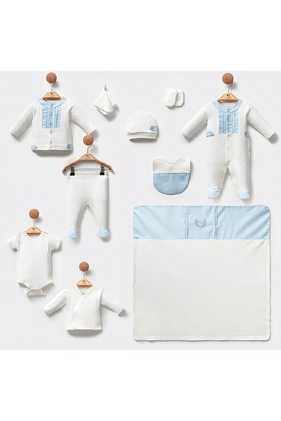 Cassiope Baby Boy 100% Cotton Natural 10-Piece Hospital Discharge Set / Newborn Set