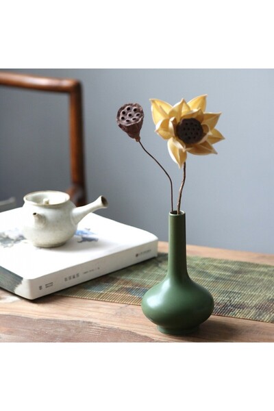 Binbirdemet Mini vază din ceramică retro Flaut verde