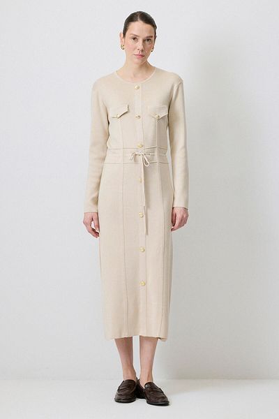 Touché Privé GOLD BUTTONED KNIT DRESS