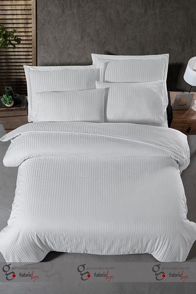 Fabric Box Set cuvertură de pilota dublă cu dungi din satin elastic