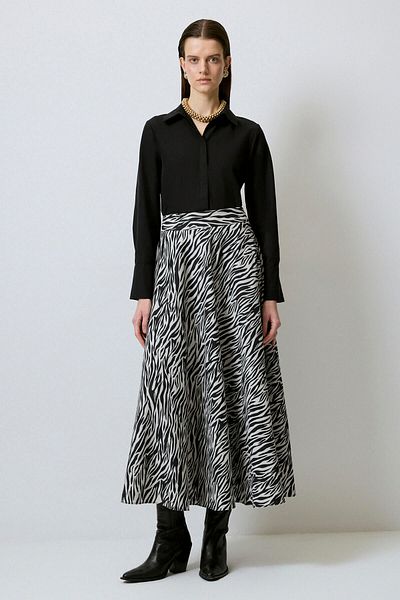 Touché Privé A-Line Patterned Gabardin Skirt