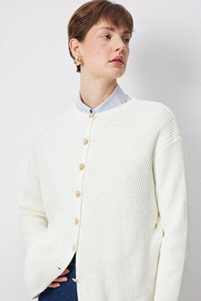 Touché Privé Gold Buttoned Long Cardigan