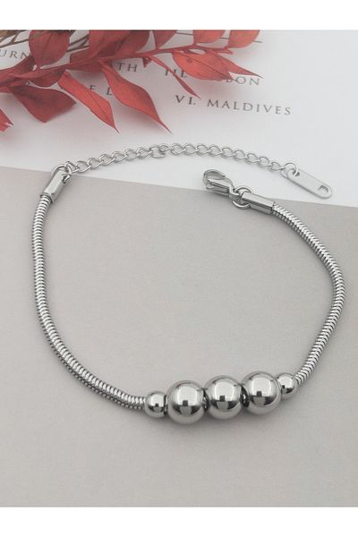 Siya Silver Three Ball Steel Bracelet