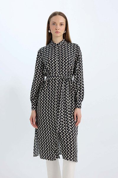 DeFacto Langarm-Shirt-Tunika mit normaler Passform und gemusterten Gürteln D1297AX25SP