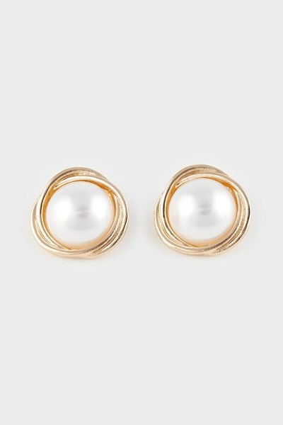 DeFacto Damen-Ohrringe mit goldenen Details und Perlen – E3980AXNS