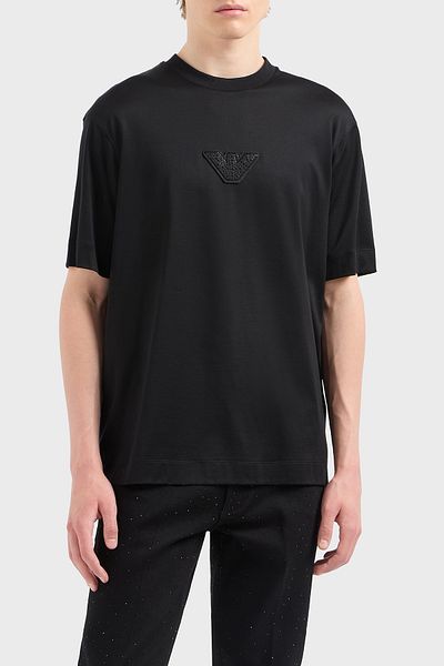 Emporio Armani Cotton Blended Regular Fit Crew Neck Logo t Shirt Men t Shirt