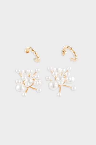 DeFacto Set mit 2 Damen-Ohrringen mit goldenen Perlen – E3989axns