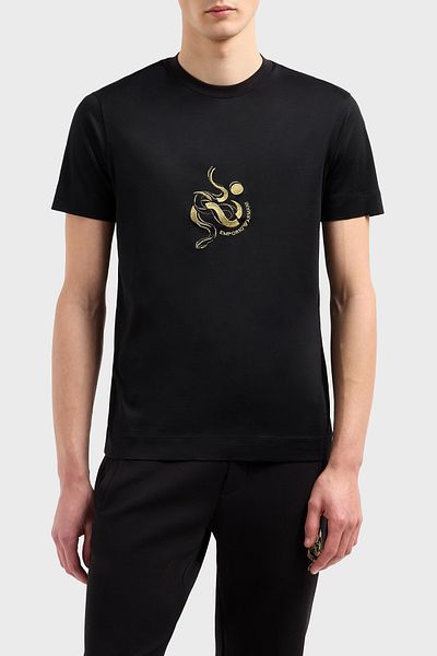 Emporio Armani Tricou pentru bărbați cu gâtul rotund - amestec de bumbac, croială normală, EM001702 AF10017 UC00
