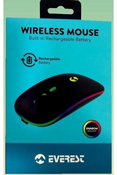 Everest Işıklı Wireless Mouse Dahili Şarj Edilebilir Pil