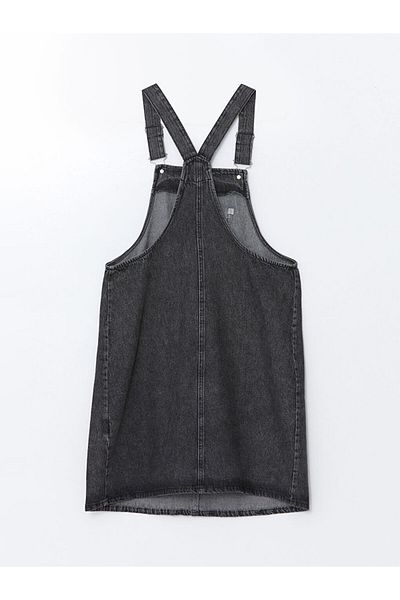 LC Waikiki Rochie Salopet Jean pentru femei LCW Comfort cu guler pătrat cu bretele imprimate