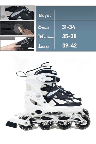 CEZVE HOME Valley White Double Row Aluminum Body Lighted Silicone Caster Adjustable Practice Skating Bag