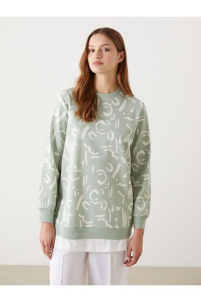 LC Waikiki New Season Crew Neck Patterned Women's Sweatshirt Tunic - S5Jg93Z8