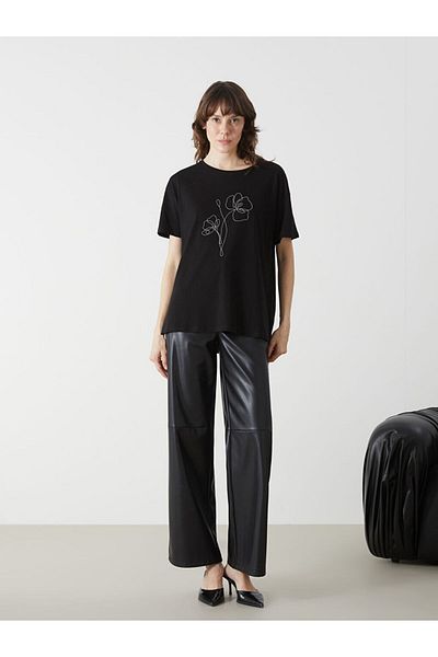 LC Waikiki New Season Crew Neck Rhinestone Women's T-Shirt - S5Ag73Z8