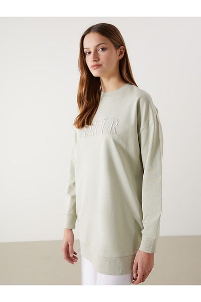 LC Waikiki Γυναικείο φούτερ με λαιμόκοψη Oversize Κεντημένο