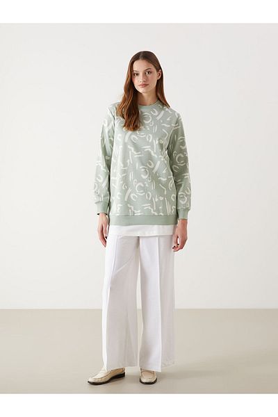 LC Waikiki New Season Crew Neck Patterned Women's Sweatshirt Tunic - S5Jg93Z8