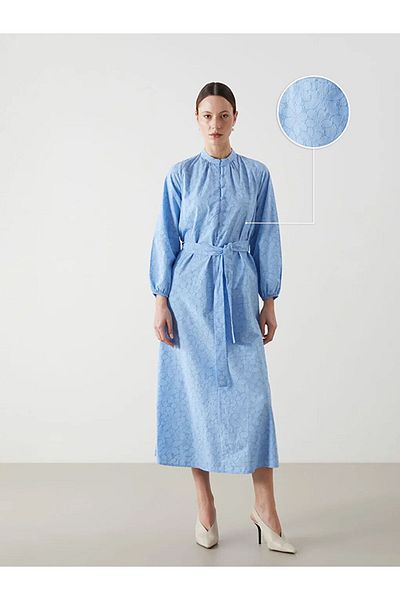 LC Waikiki Rochie de damă din popelin cu guler cu flori de sezon nou - S5LD81Z8