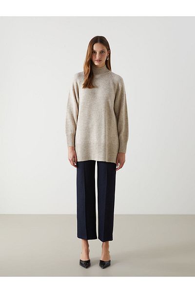 LC Waikiki Lcw Stand Collar Oversize Women's Knitwear Tunic Fast Fashion