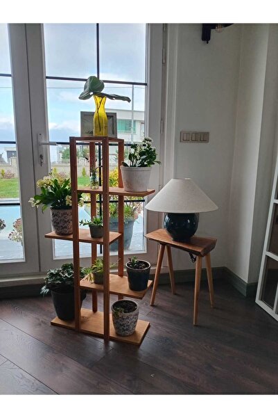 MarangozDede MARANGOZ DEDE 115 CM BOYUNDA 5 RAFLI SAKSILIK ÇİÇEKLİK DEKORATİF RAF