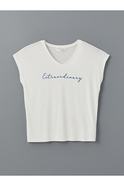 LC Waikiki Rmz Gi̇yi̇m Farkiyla V Dikim Printed Women's Pajama Top