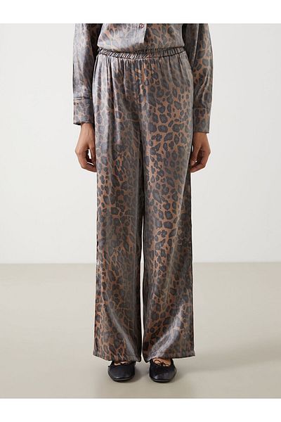 LC Waikiki Lcw Modest Women's Leopard Print Pants with Elastic Waist