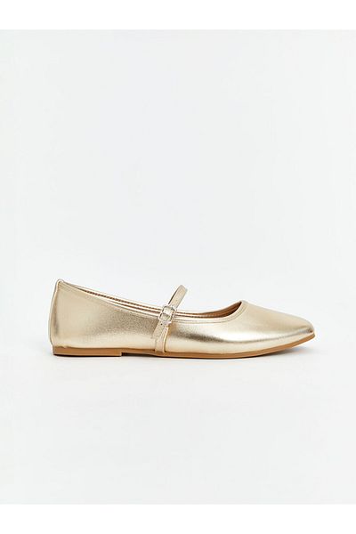 LC Waikiki Blue Leather Look Women's Ballerina Shoes