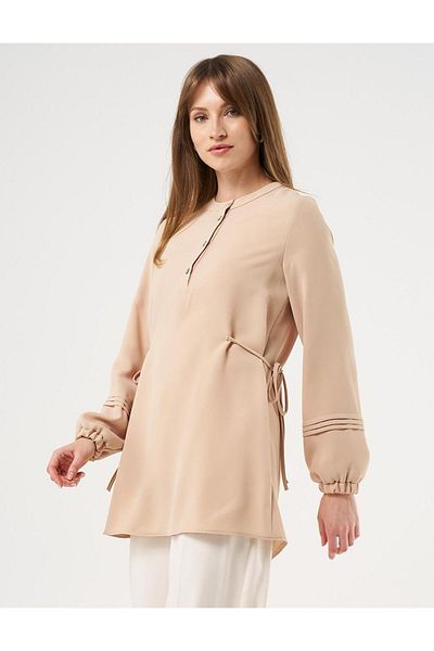 KYR Beige Ribbed Crepe Tunic