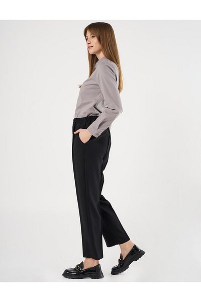 Kayra Grass Stitched Pipe Leg Trousers Black