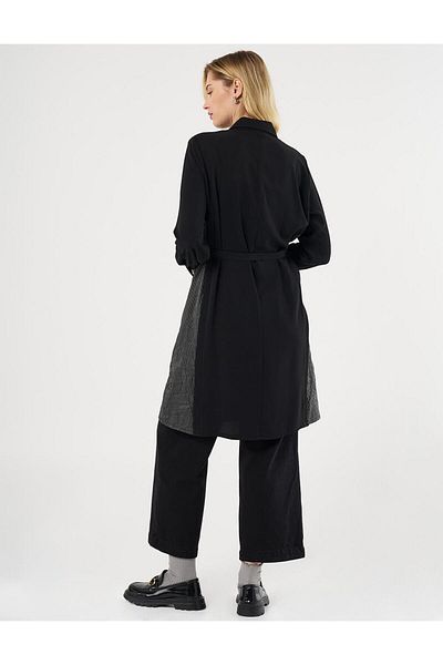 Kayra Black Long Tunic - Stripe Pattern