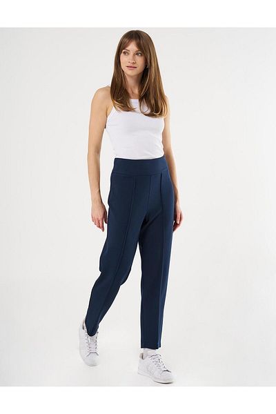 Kayra Dark Navy Blue Piping Scuba Pants