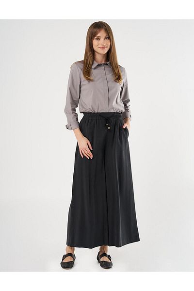 KYR Black Wide Leg Lace-Up Trousers