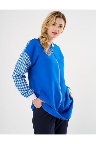 Kayra Cobalt Blue Plaid Tunic