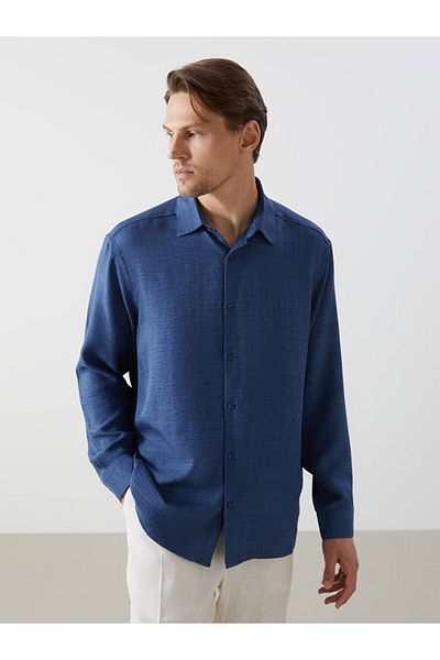 LC Waikiki Мъжка риза с дълъг ръкав LCW Vision Indigo Regular Fit