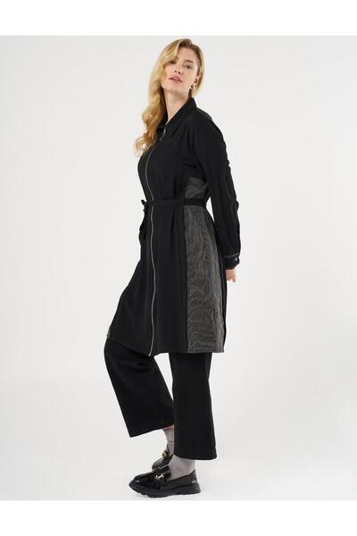 Kayra Μαύρο Μακρύ Τουνίκ - Μοτίβο με ρίγες