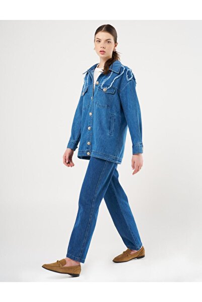 Kayra Appliqued Denim Jacket Indigo