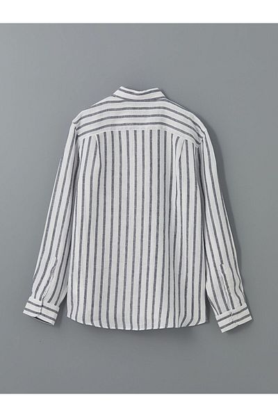 LC Waikiki Ανδρικό πουκάμισο SOUTHBLUE Regular Fit μακρυμάνικο ριγέ λινό