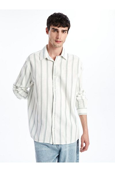 LC Waikiki Ανδρικό μακρυμάνικο ριγέ πουκάμισο XSIDE Regular Fit