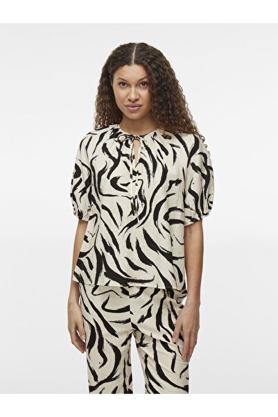 VILA Oberteil mit kurzen Ärmeln V-Ausschnitt