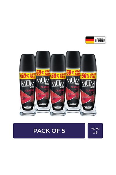 MUM - Deodorant Roll - on 75 ml  - Men Classic   Pack of 5