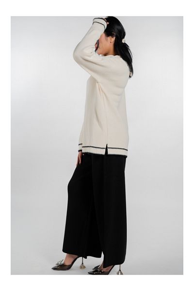 ZARİFSTORE Premium Knitwear Black Set With distinctive collar design