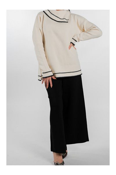 ZARİFSTORE Premium Knitwear Black Set With distinctive collar design