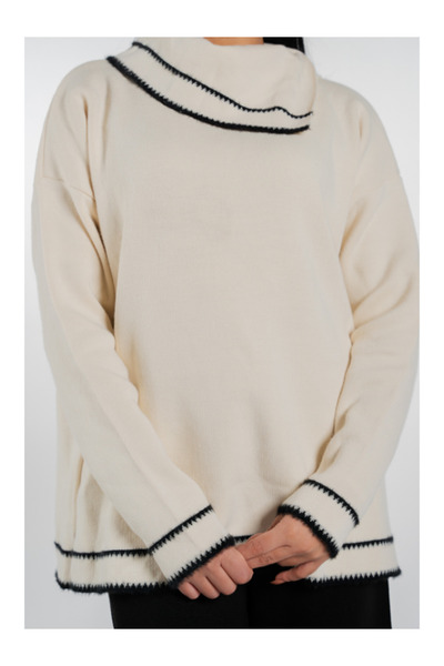 ZARİFSTORE Premium Knitwear Black Set With distinctive collar design