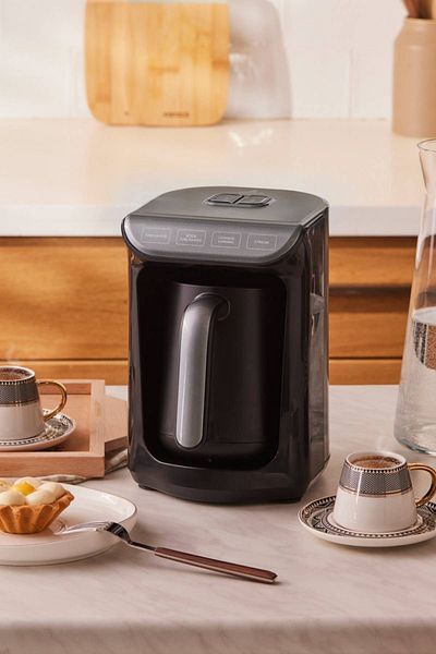 Karaca Hatir Emberde Turkish Coffee and Turkish Coffee Machine Anthracite 5-Cup Capacity with Plenty of Foam