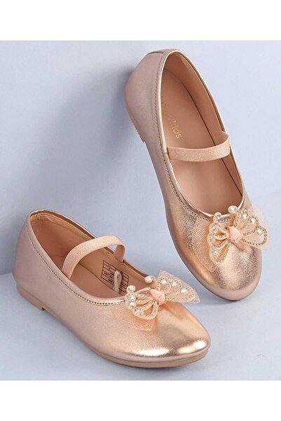 Pine kids Pine Kids Bow & Stone Detailing Ballerinas with Elastic Strap - Golden
