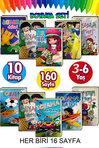 GÖNÜL YAYINCILIK 3-7 Yaş Eğitici-öğretici Süper Boyama Seti 10 Kitap