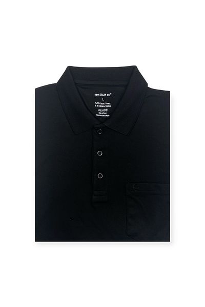 Sadık Collection Ercan Πλεκτά Ανδρικό Μπλουζάκι Πόλο με λαιμόκοψη μεγάλου μεγέθους με κοντό μανίκι σε μαύρο χρώμα 0170