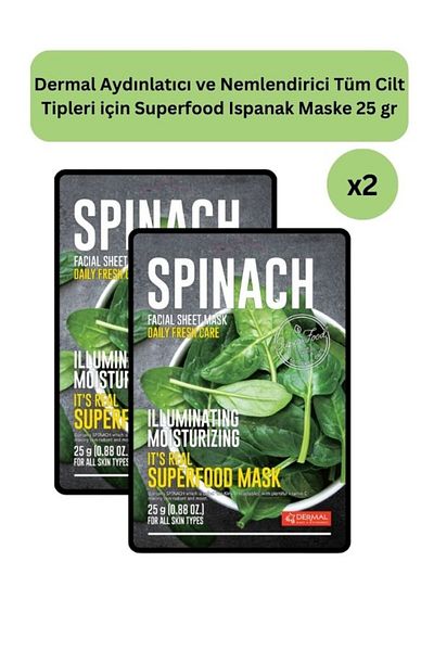 Dermal Superfood Spinat Mask - Aufhellend Und Feuchtigkeitsspendend, 25 Gr 2er-set