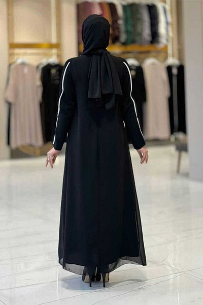 Bym Fashion Φόρεμα με λεπτομέρεια με κουμπί 3919 Μαύρο-Εκρού
