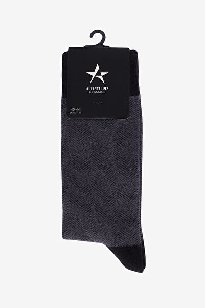 AC&Co / Altınyıldız Classics Men's Black-Grey-Anthracite 3-Pack Patterned Socks