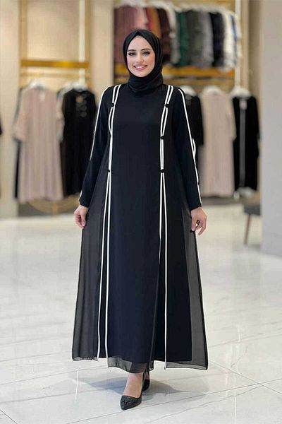 Bym Fashion Φόρεμα με λεπτομέρεια με κουμπί 3919 Μαύρο-Εκρού