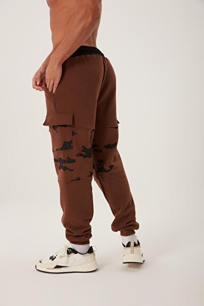 Polo State Ανδρικό ελαστικό χειμερινό καμουφλάζ Jogger Loose καφέ αθλητικό παντελόνι